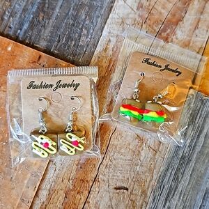 Set of 2 NEW Cute DESSERT & HAMBURGER Earrings